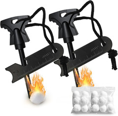 2PCS Magnesium Fire Starter with Striker, High Temp Magnesium Rod, Ferro Rod Fir