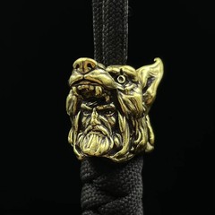 Wolf head Vintage 3D Casting brass Thorthunder god Donar Paracord 6mm Hole B