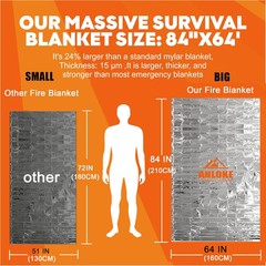 ANLOKE Emergency Blankets Mylar Thermal Blanket,(10 Pack) of Gigantic Space Blan