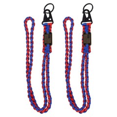 2Pcs Red and Blue Paracord Lanyard Strong Lanyard w USA Flag for Camping Hiking