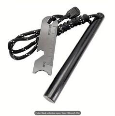 1pc Extra Thick Ferro Rod Fire Starter with Scraper, Metal Outdoor Survival Tool