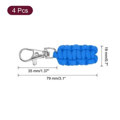 4pcs Paracord Zipper Pulls, Paracord Lanyard Keychain, Blue
