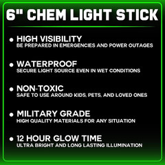 Emergency Glow Sticks, Military Grade Chem Lights, 12 Hour Bulk Survival Gear