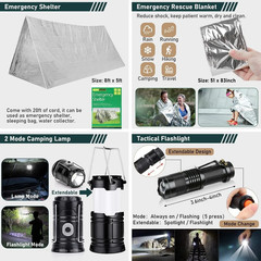Survival Kit 260Pcs Survival Gear and Supplies for Camping Hiking Hunting Outdoo