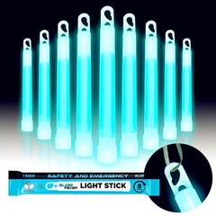 10PCS Military Grade Emergency Glowsticks 6″ Ultra Bright 8hr Blue Survival Kit