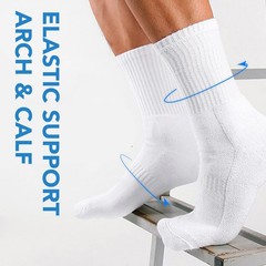 Freshpairs Cushioned Crew Socks, Moisture Wicking Breathable Medium, White