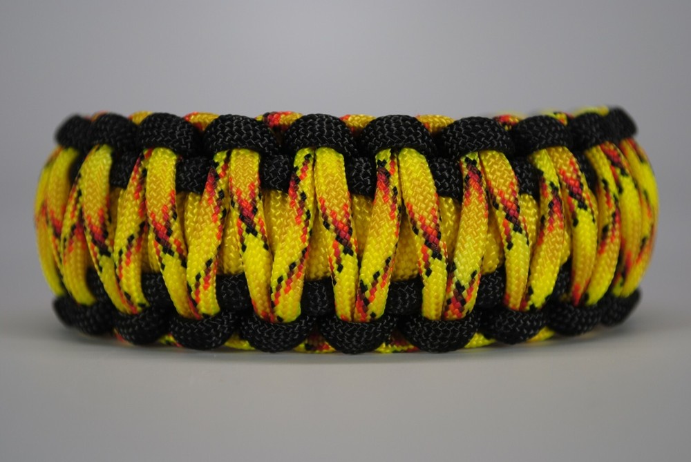 550 Paracord Survival Bracelet King Cobra Black/Yellow/Explode «Made in the USA»