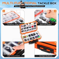 PLUSINNO Fishing Gear Accessories 7.9″ x 4.3″ x 2″, 449PCS Tackle Kit