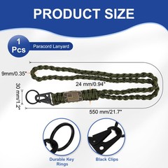 Paracord Lanyard, Strong Lanyard with USA Flag, Olive Green