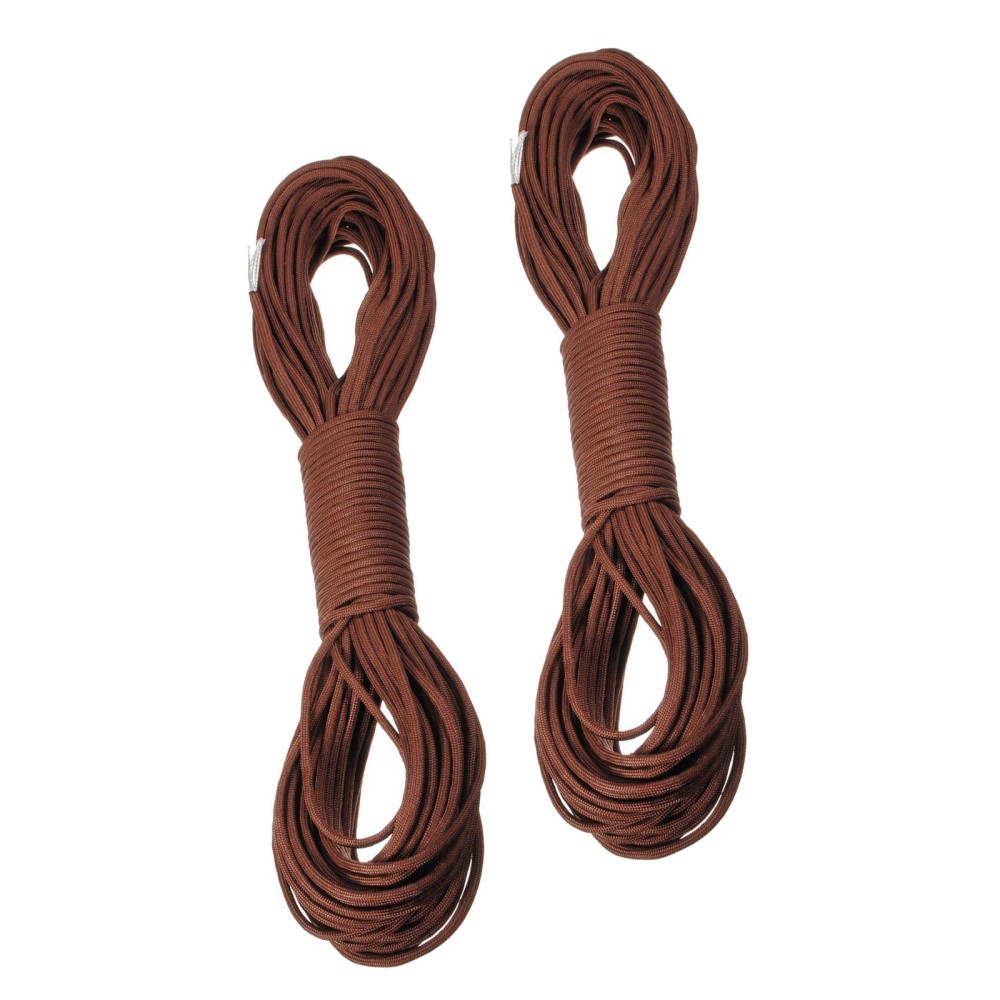 2Pcs Reusable Parachute Cord Rope 7 Core Camping Utility Rope Brown