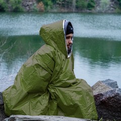 Emergency Survival Poncho 4 Pack ThermoMylar Foil Coating Blanket for Heat Ha…