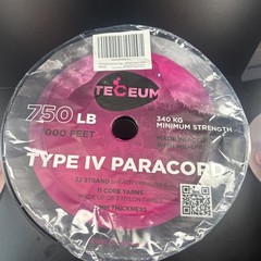 TECEUM Paracord Type IV 750 lb ORANGE 044a – 1000 ft – 4mm – 100% Nylon Strong