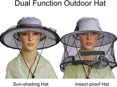 2 Pack Mosquito Head Net Hat Sun Hat Garden Bug Hat with Hidden Net Mesh for Out