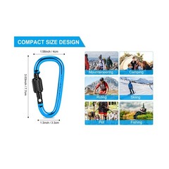10 Pack Aluminum D Ring Key Rings Hiking Clips Locking Carabiner for Hiking C…