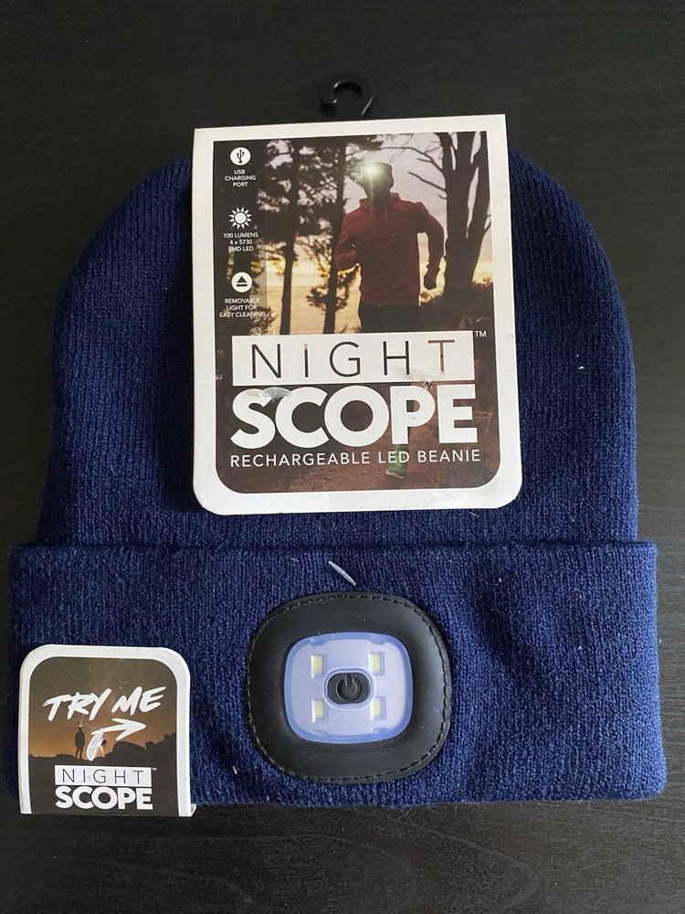 Night Scope Rechargeable LED Beanie USB Charging Port 100 Lumens SMD – Navy Blue
