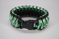 550 Paracord Survival Bracelet King Cobra Black/Green/Green Cam Made in the USA