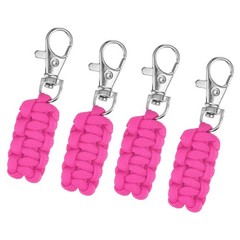 4pcs Paracord Zipper Pulls, Paracord Lanyard Keychain, Pink