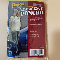 Poncho Rain Yellow Emergency Vinyl Blue Heavy Vinyl Attached Hood 1 Size 3 Lot
