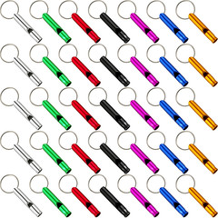 35 Pieces Emergency Whistle with Keychain, Aluminum Emergency Survival Whistle f