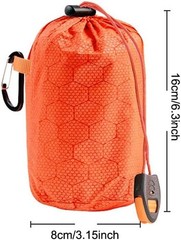 Survival Bivvy Sack Storage Bag Waterproof Drawstring Pouch Carabiner Clip Small