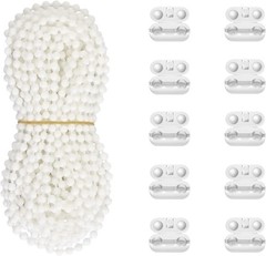 Versatile 10M Plastic Bead Chain Cord for Honeycomb & Venetian Blinds – White