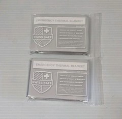 2 PACK! Swiss Safe Emergency Mylar Thermal Blankets Water & Windproof 52” x 82”