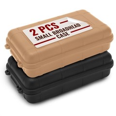 2 Pcs Small Waterproof Box Set, 4.92×2.95×1.53″, (Black & Khaki)
