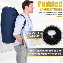 Laundry Bag 15″ x 40″, Dark blue laundry bag backpack with shoulder strap