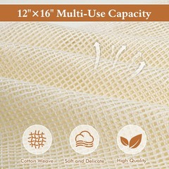 Natural Cotton Mesh Laundry Bags 12×16″ 3-Pack,Gentle Wash Large12*16, Beige