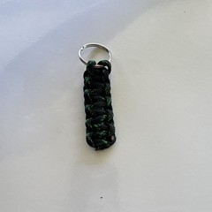Black and Green Paracord Keychain Fob w/ Split Ring, Lightweight, 2.5 in, 1 Pack
