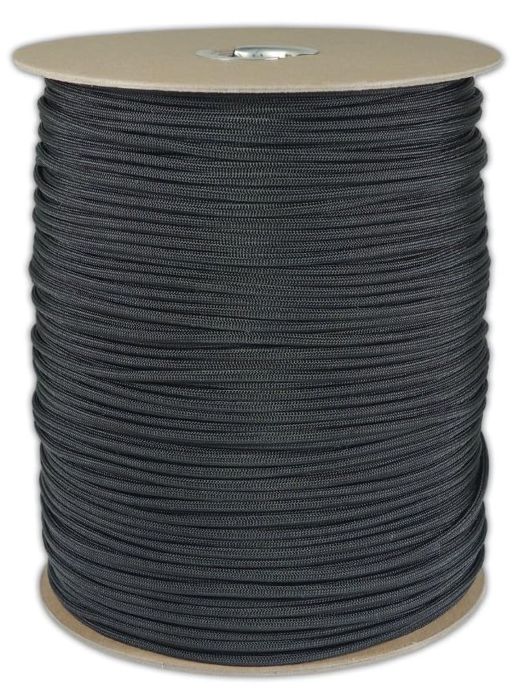 E.L. Wood Type III Commercial 550 Survival Cord, Black, Roll of 1000′, NEW