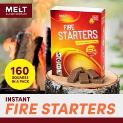 160 Fire Starter Squares – Charcoal Fire Starters for Campfires, BBQ, Outdoor Us