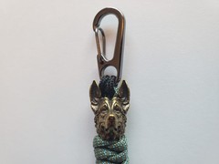 FSC Lanyard UV Reactive Blue & Brown Paracord 550 w/ German Shepherd Bead & Clip