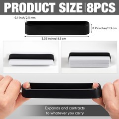 Set of 8 Elastic Money Bands – Silicone Wallet Bands, Cash Card Holder, Black