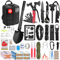 Gift for Men Dad Husband Christmas, Survival Kits, 142 in 1 First Large, Red