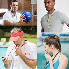 5Pack Metal Referee Coach Sports Safety Whistle Loud Whistle with Lanyard