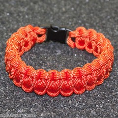 International Orange 550 lb Type III Paracord Survival Rope Bracelet Made in USA