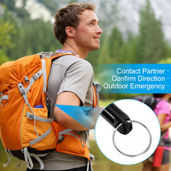 2x Emergency Outdoor Metal EDC Safety Whistles with Keyring, Black, Ships Free.