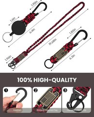 3 Pcs Paracord Lanyard Set with Retractable Keychain – Long & Short Heavy Duty L