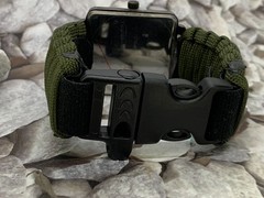 3 in 1 Survival Analog Watch OD Green Adjustable Paracord Strap Whistle