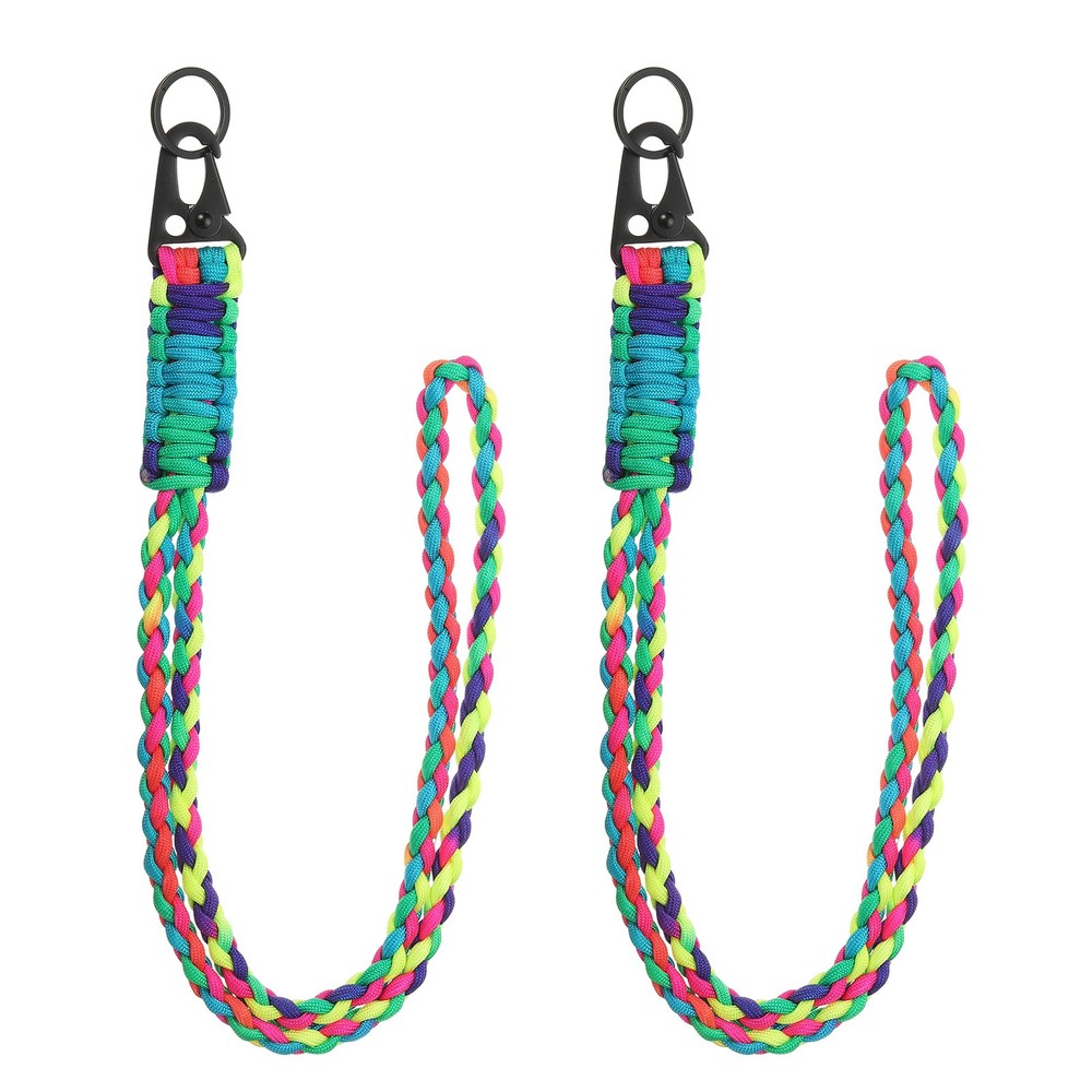 Paracord Lanyard, 550 Heavy Duty Keychain Necklace Lanyard (2 Pack, Colorful)