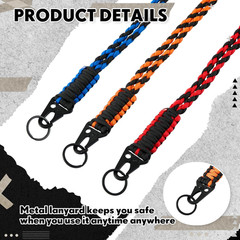 SATINIOR 3 Pieces Heavy Duty Paracord Lanyard Braided Keychains | Keychain