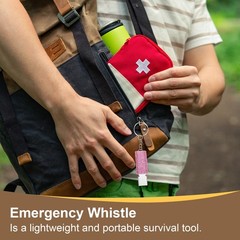 Emergency Whistle with Keychain, 2Pcs Bling Safety Whistles, Pink