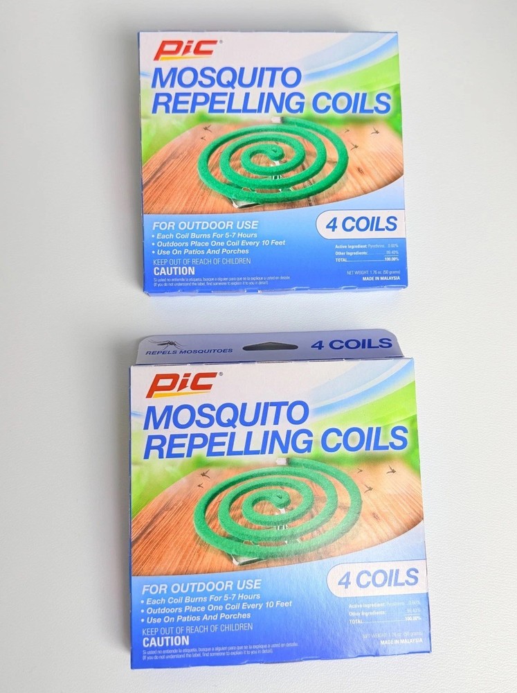 New Lot of 2 PIC Mosquito Repelling Coils 4 Coils Each Outdoor Sealed