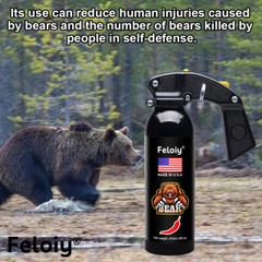 Feloiy 16oz Bear Repellent Spray Deterrent 35ft W/ 1 Pack Free Peper Spray 1/2oz