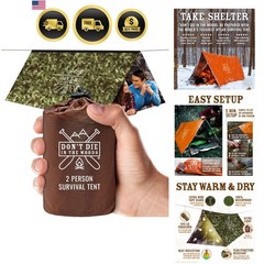 Survival Tent Ultralight Emergency Shelter Space Blanket Mylar Waterproof Com…