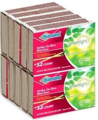 10 Boxes Diamond Wood PENNY MATCHES 32 x 10=320 STRIKE ON BOX green wooden match
