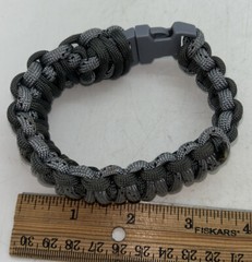 Paracord Parachute Cord Emergency Survival Hiking Bracelet Black-Gray & Clip 10”