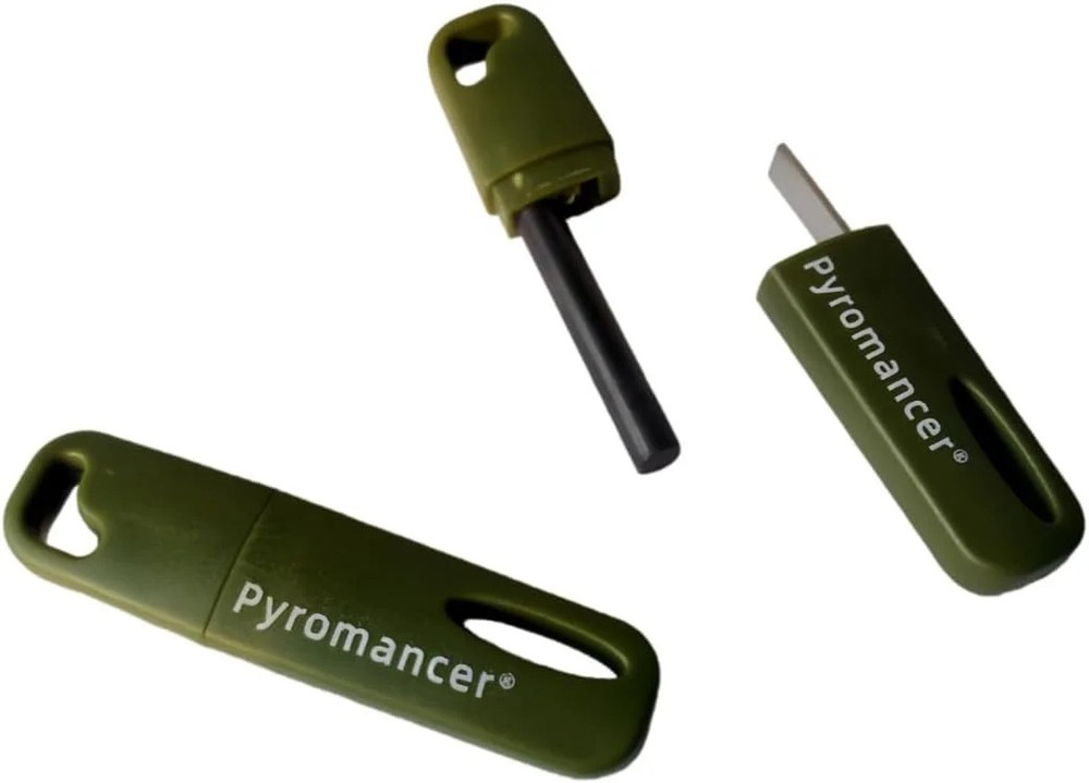 2Packs Ferro Rod Fire Starter for Camping, Ferrocerium Flint and Striker (Green)