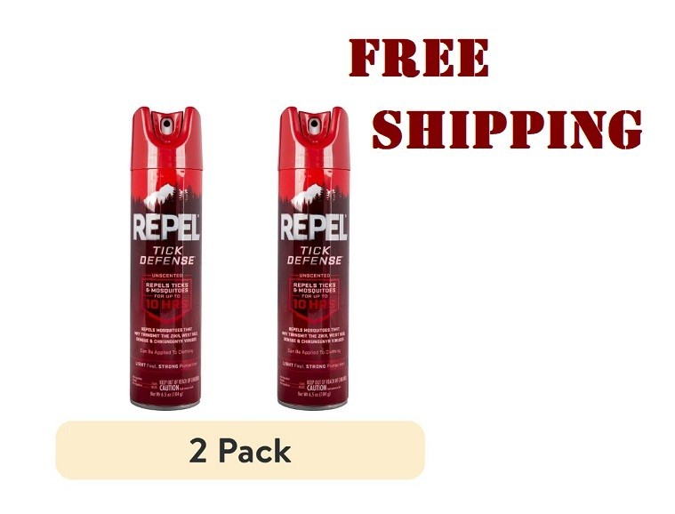 2 pack Repel Tick Defense Aerosol Insect Repellent w/ 15 Percent Picaridin, 6.